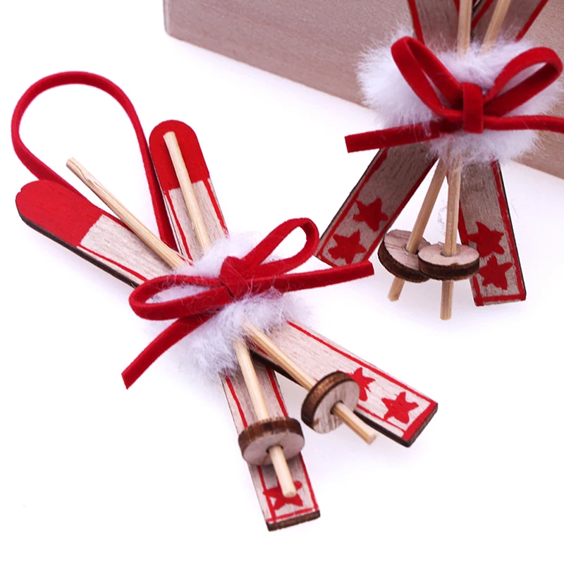 1 ชิ้นไม้ Miniature Sleigh เครื่องประดับต้นคริสต์มาสจี้รุ่น Xmas ของขวัญของเล่นตกแต่ง
