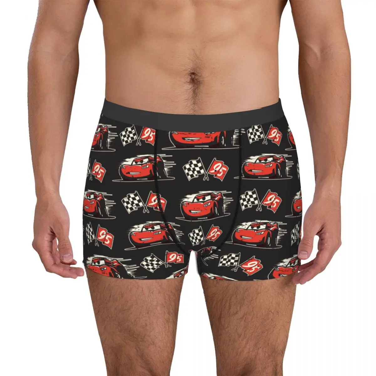 Cars 3 Lightning McQueen Cartoon Man Long Underwear Boxer Shorts Panties Funny Breathable Underpants for Homme