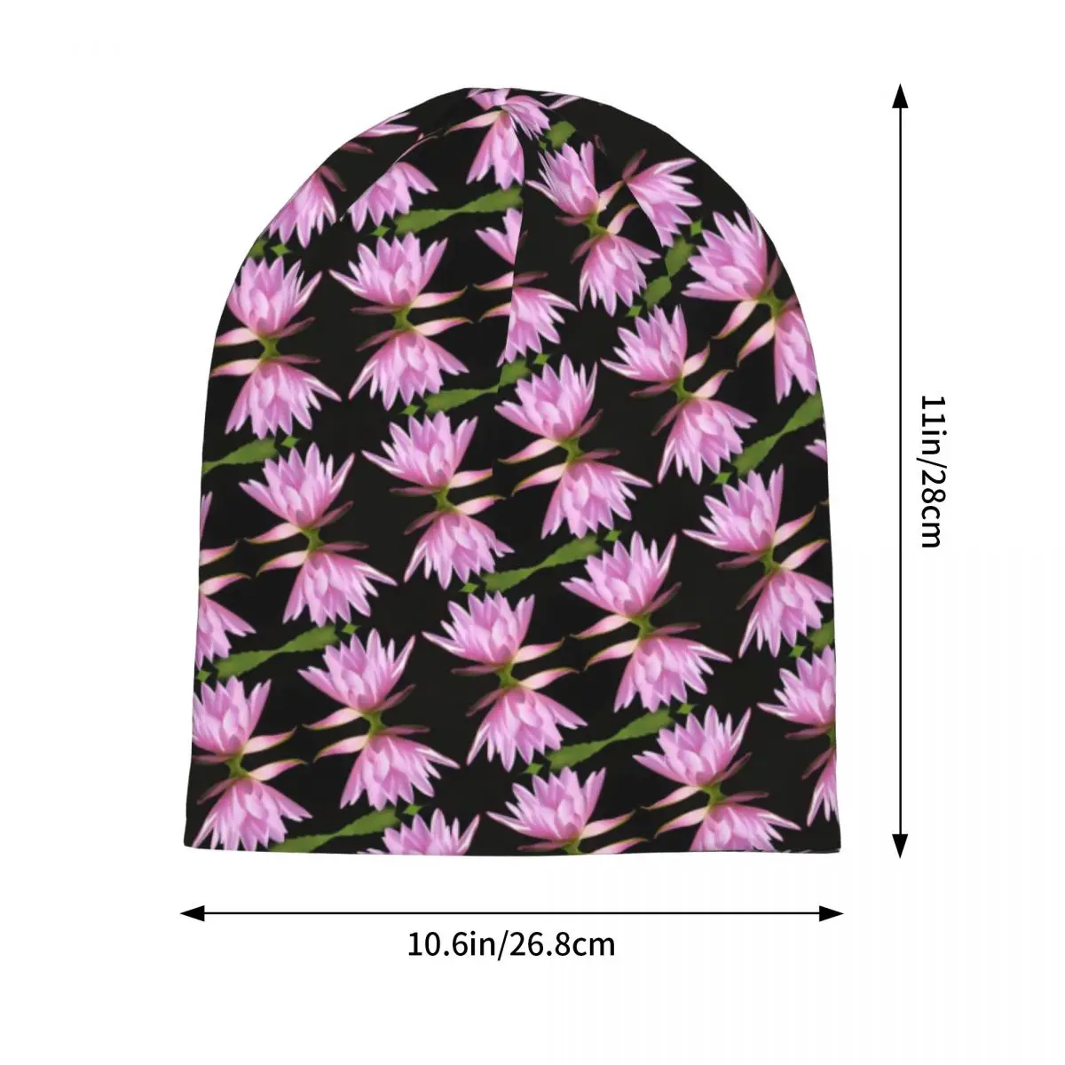 Pink Water Lily Beanie Hats Floral Print Skullies Beanies Outdoor Sport Head Wrap Unisex Adult Caps Spring Vintage Bonnet Hats