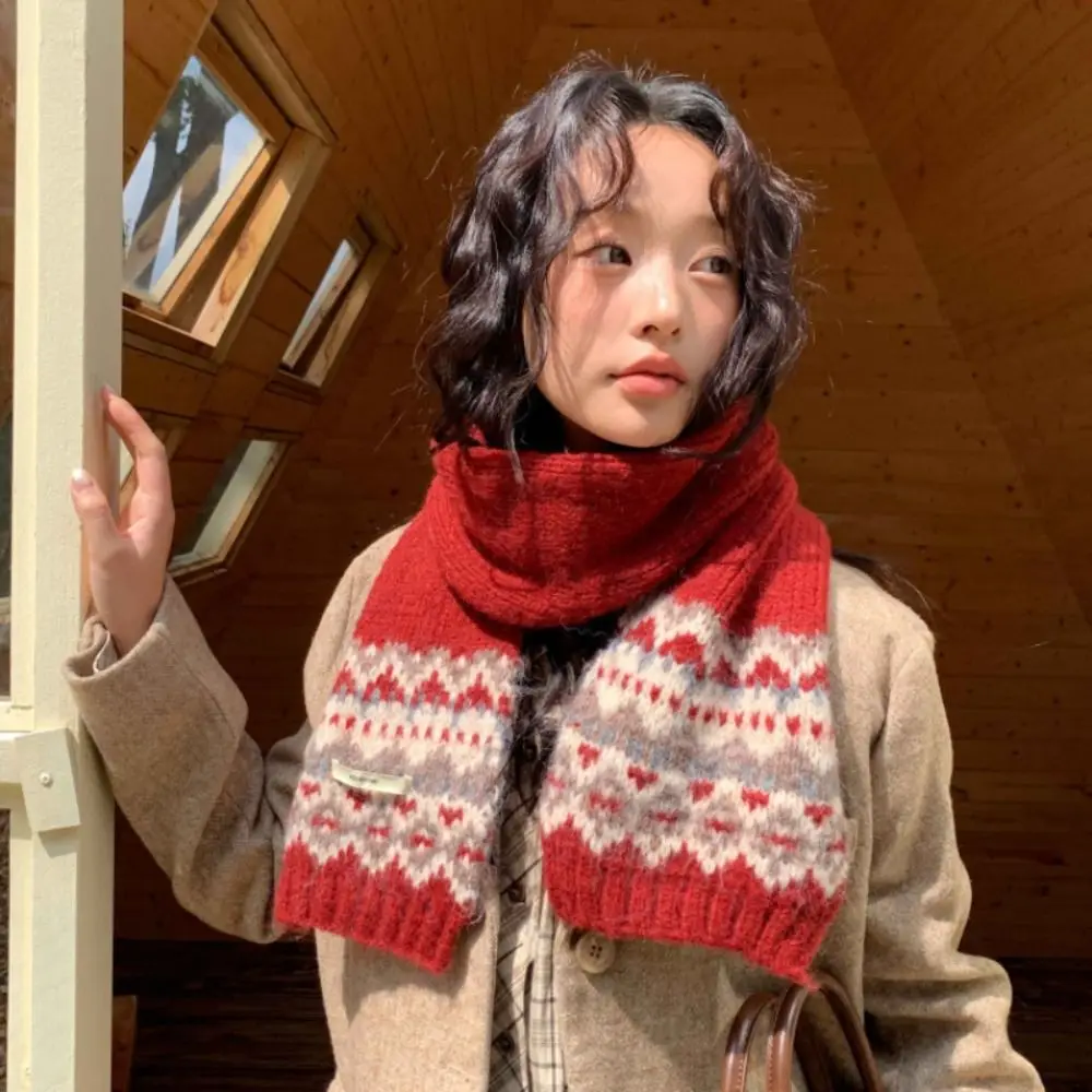 

Классический шерстяной жаккардовый вязаный шарф, утепленные зимние кашемировые шарфы, однотонная шаль в корейском стиле для девочек
