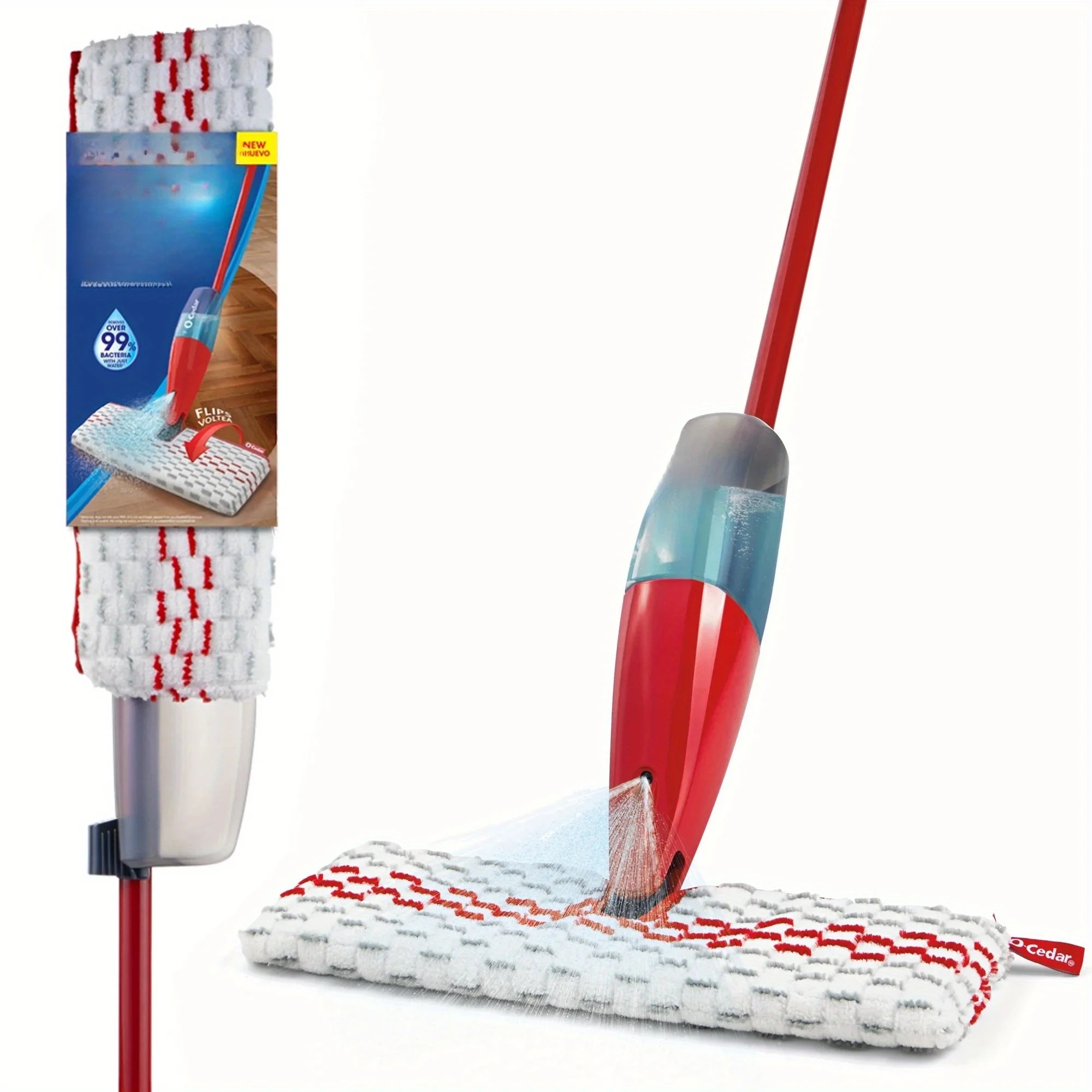 

Microfiber spray mop, reusable and machine washable mop pad, head reversible 180 degrees