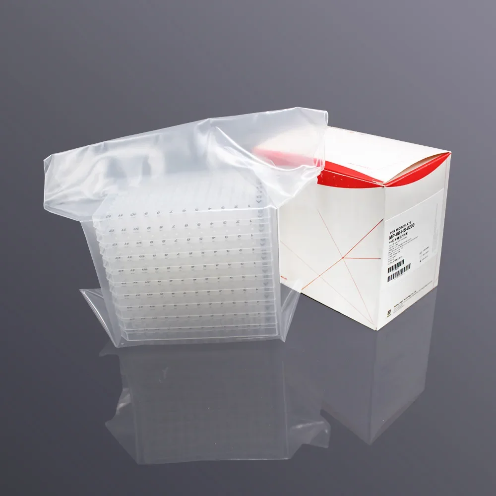 96-well PCR Microplates PCR Plate Half Skirt Transparent PCR Tubes 0.1ml 0.2ml Nonpyrogenic Noncytotoxic DNase-/RNase-free 10/PK