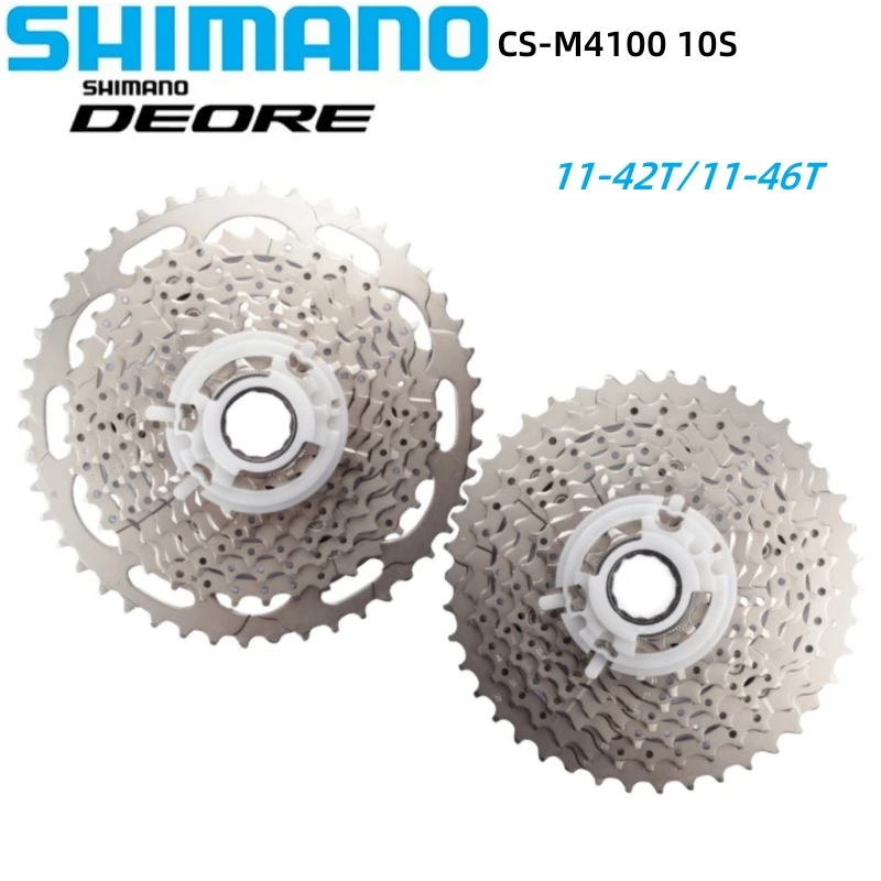 Кассетная звездочка Shimano DEORE серии M4100 CS-M4100, 10 скоростей, HG, 11-42T/11-46T, кассета свободного хода, 1 шт., MTB кассета K7, оригинальная Shimano Кассетная звездочка Shimano DEORE серии M4100 CS-M4100, 10 скоростей, HG, 11-42T/11-46T, кассета свободного хода, 1 шт., MTB кассета K7, оригинальная Shimano