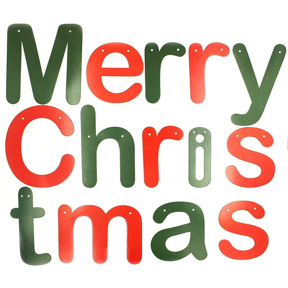 

1pc Christmas Banner Letter Printed Hanging Flag Decorative Bunting Party Supplies For Wall Window Tree Door Decoration Outdoor