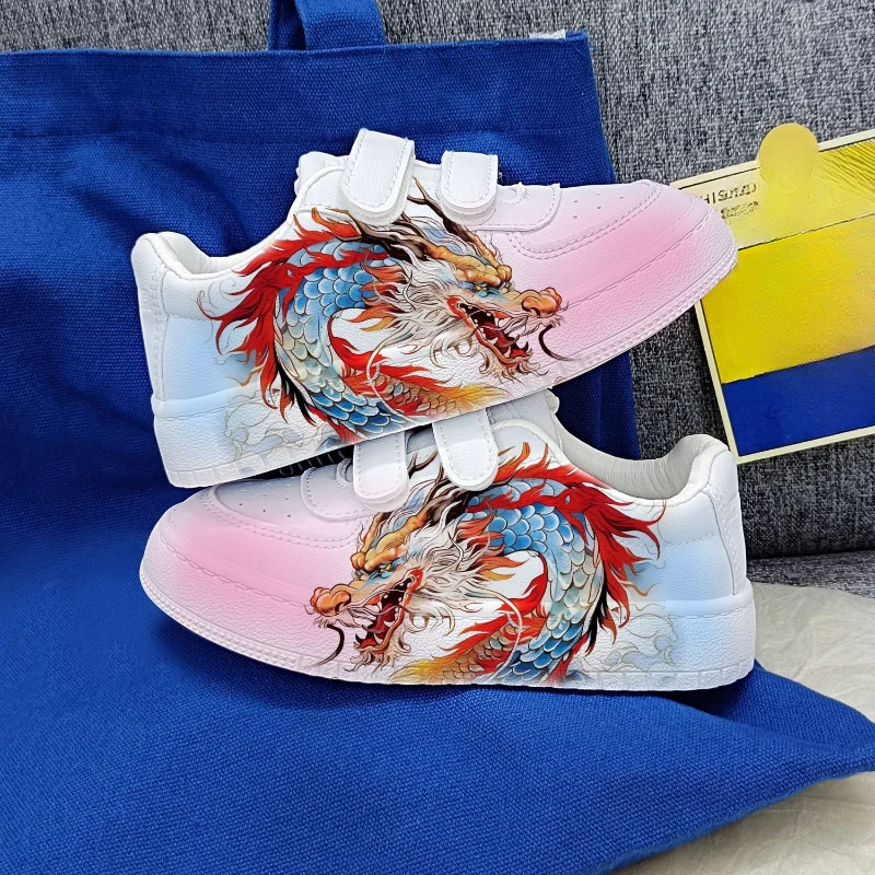 

New kids cartoon Chinese dragon princess cute Casual shoes non-slip soft bottom sports shoes for child gift