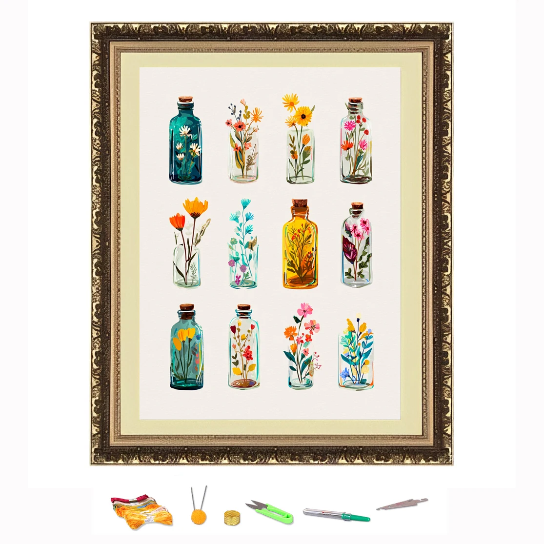 

Вышивка крестиком цветы в красочной стеклянной бутылке DIY набор для рукоделия украшают печатную на холсте 11CT