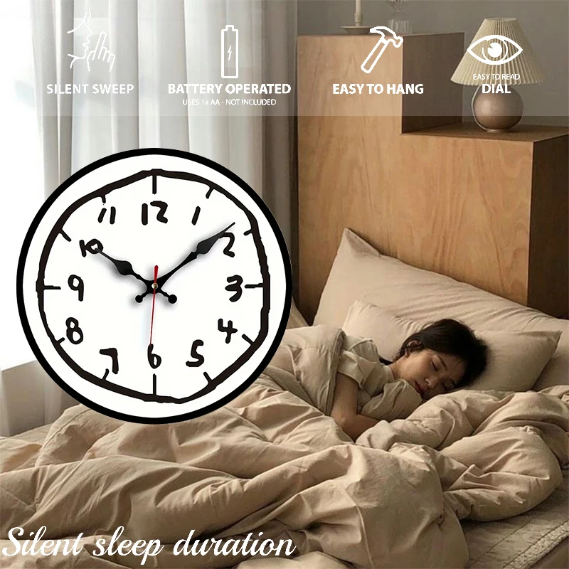 ساعة حائط خشبية معلقة صامتة للرسم اليدوي الإبداعي، لغرفة المعيشة، المكتب، غرفة الدراسة، غرفة النوم، ديكور المنزل #4