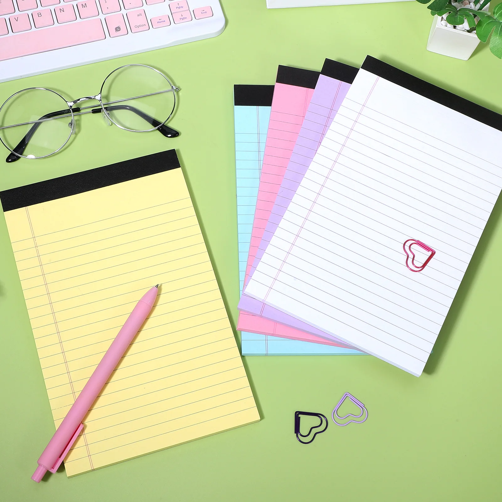 

Colored Notepads Lined Pocket Size Memo Legal Writing Pads for College Work Smooth Ink Tear-Off Top Dotted Design Vibrant