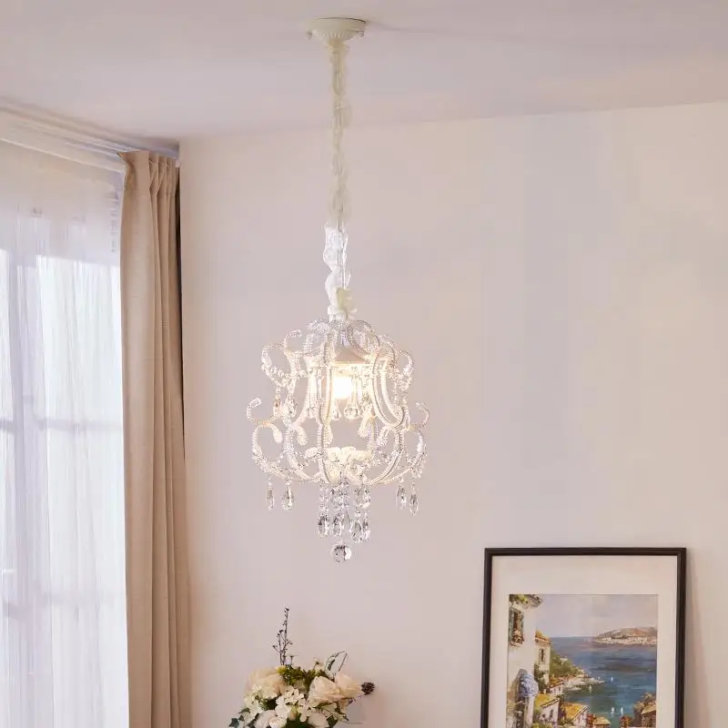 Small crystal chandelier Italian retro water drop lamp Light luxury living room bedroom porch lamp Entry restaurant chandelier