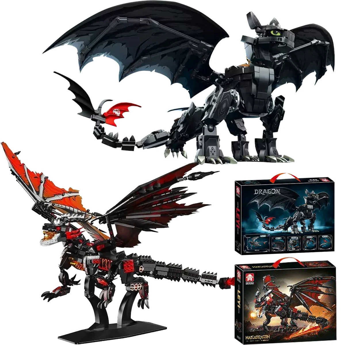 Bilibili le go Ronglegao Fire Dragon Modello Building Block Toy Regalo creativo Regalo ideale per ragazzi