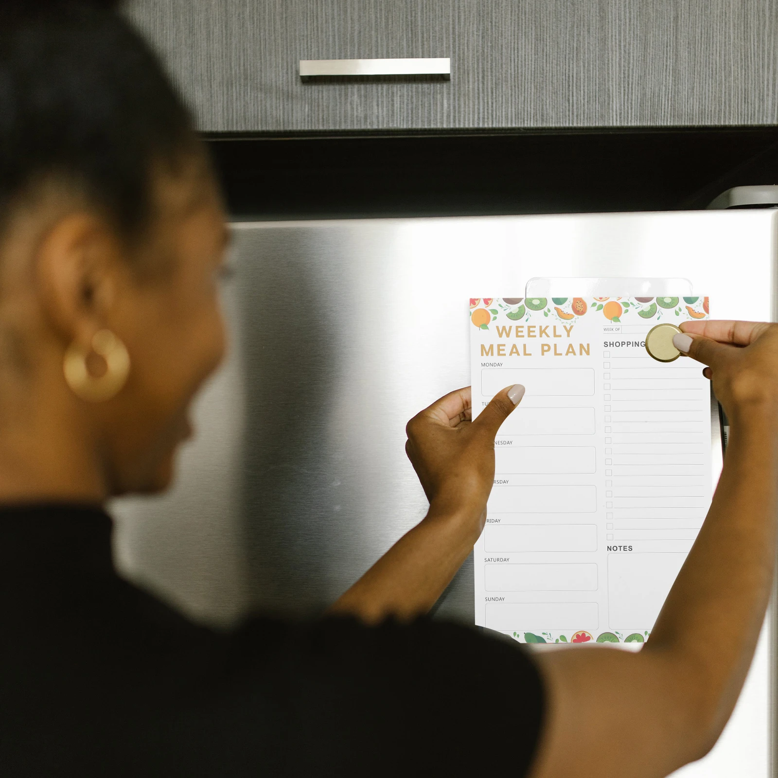 

60 Sheets Refrigerator Stickers Tearable Grocery Planning Pad List Notepad Meal Shopping Double Offset Paper Notepads