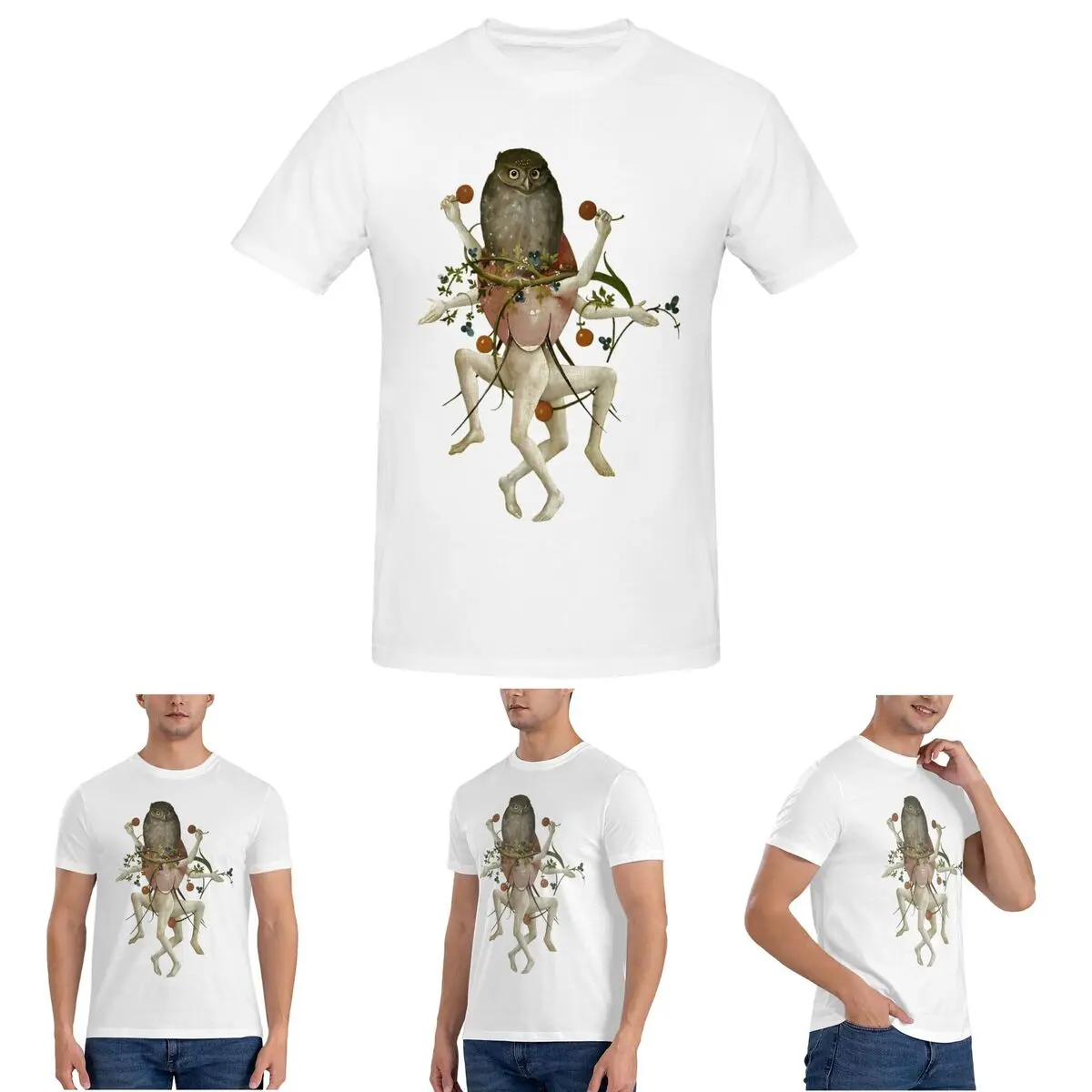

Hieronymus Bosch Dancing Owl T-Shirt for Men Cotton Plus Size T Shirts Men's Tees Short Round Neck Summer Clothes Tops S-6XL