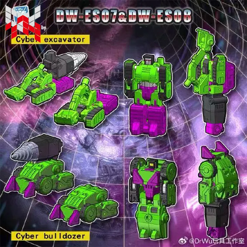 

NEW Transformation Toy Dr. Wu’s Extremely Small Scale DW-ES07 Cyber ​​Excavator + ES08 Cyber ​​Bulldozer Action Toy Figures