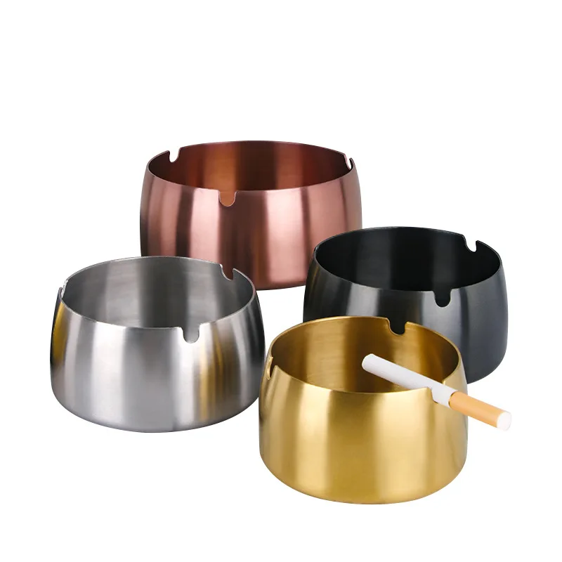 

10pcs Durable Stainless Steel Fashion Design Cigarette Ashtray Portable Tabletop Metal Ash Tray for Smoker 8/9cm Diameter