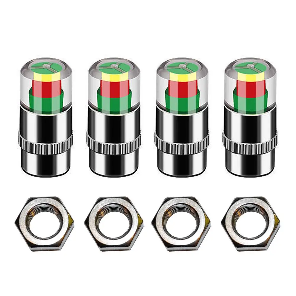 2/4pcs Tyre Pressure Monitor 3 Color Eye Alert Car Pressure Monitor Detection Tire Valve Dropshipping Indicator Sensor Cap W1Q9