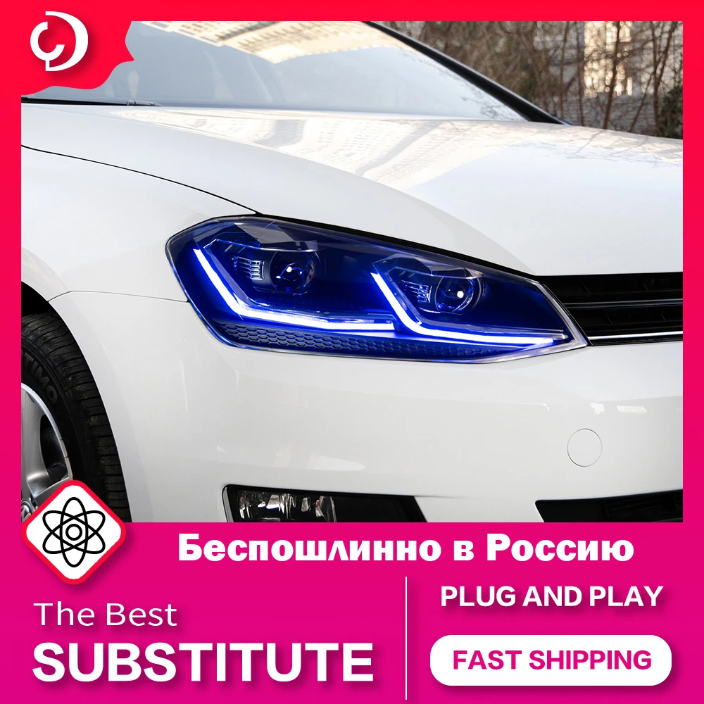 AKD Car Styling Headlights for Golk7 2013-2017 Golf 7 MK7 LED Day Running Head Lamp DRL Running Turn Signal Led Projector Lens