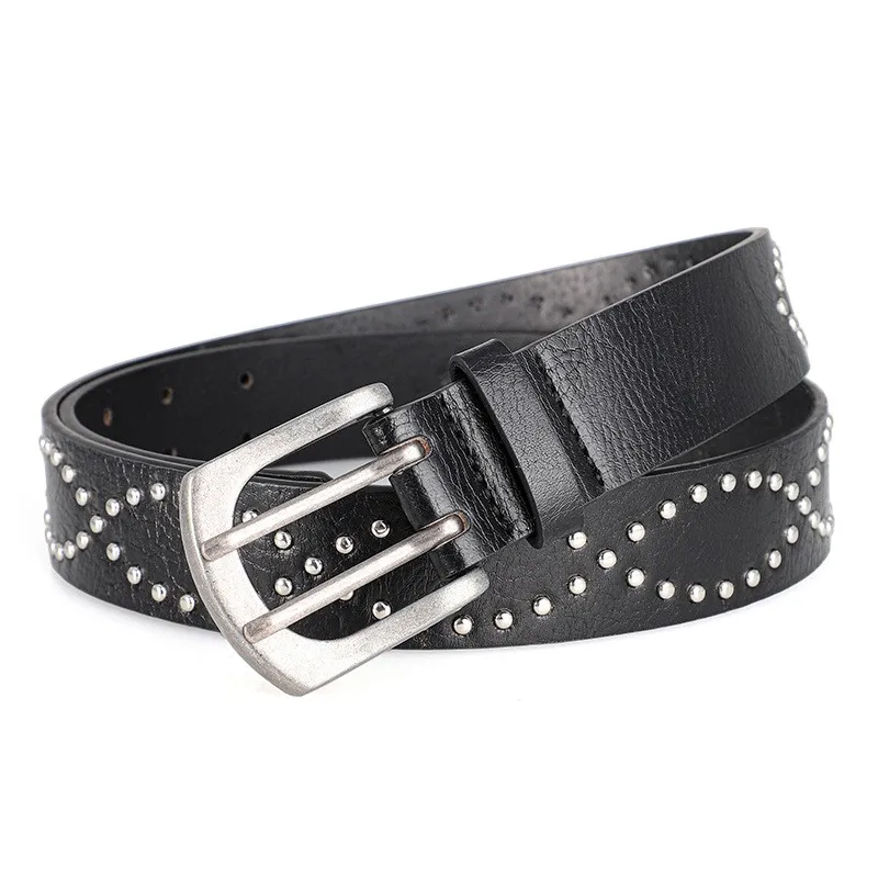 Vintage Punk-Stil Metall-Klauenperlen-Gürtel für Männer und Frauen, Legierungsnadelverschluss, Nietengürtel, lässiger und vielseitiger Hosengürtel. – Detail 3
