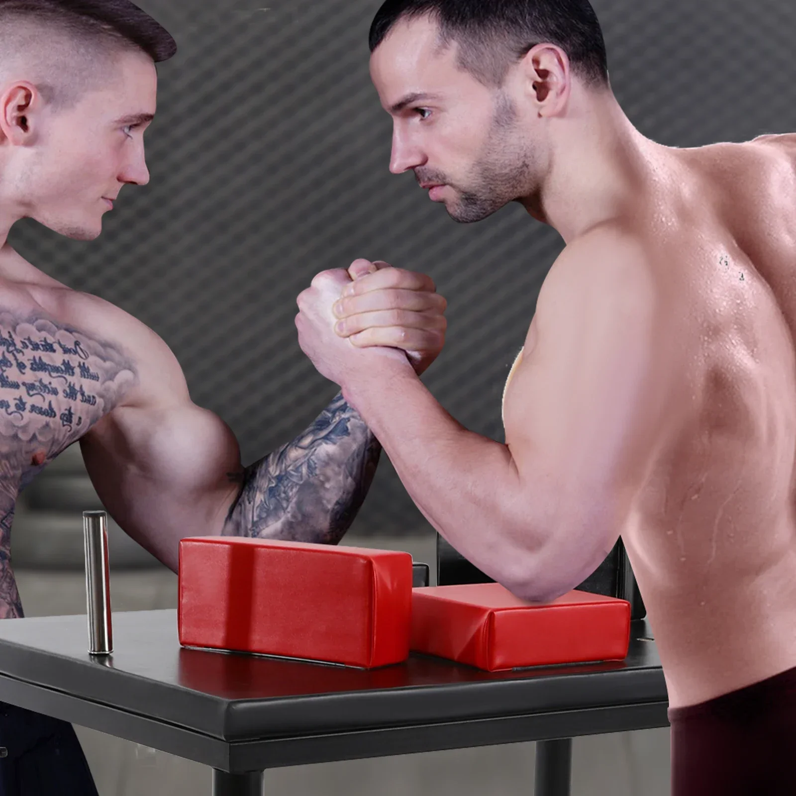 طاولة مصارعة ذراع احترافية، حامل معصم قياسي، طاولة معركة مصارعة ذراع قابلة للتعديل مع مقابض وسادات الكوع ومنصات الفوز