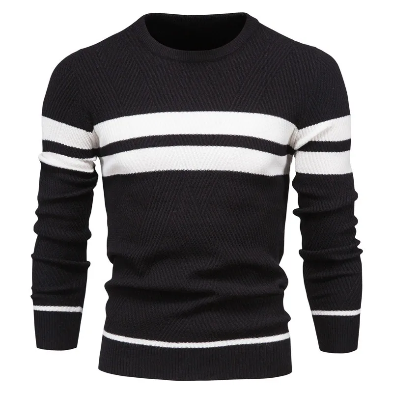 Herbst Winter neue y2k Herren Pullover Pullover Mode lässig übergroße schwarz weiß gestreifte gestrickte Mann Streetwear Strickwaren Trikot