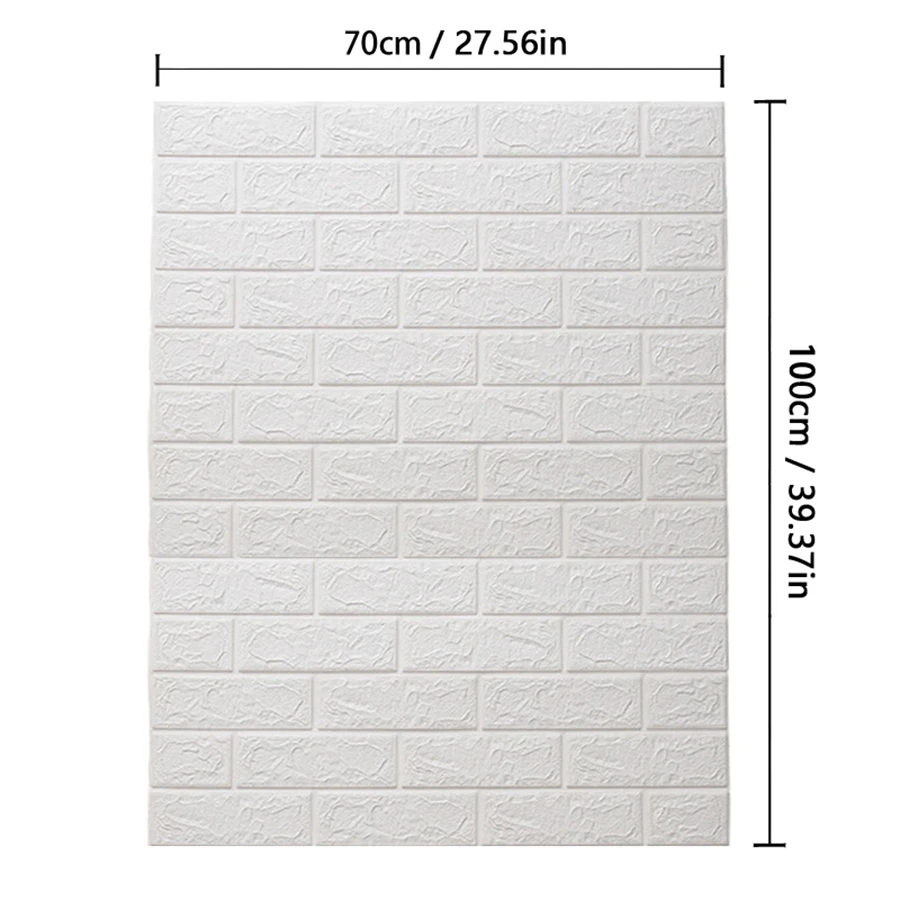 70cm*1/3/10m 3D Self-Adhesive Wallpaper Continuous Waterproof Brick Wall Sticker Living Room Bedroom Children\'s Room Home Decor