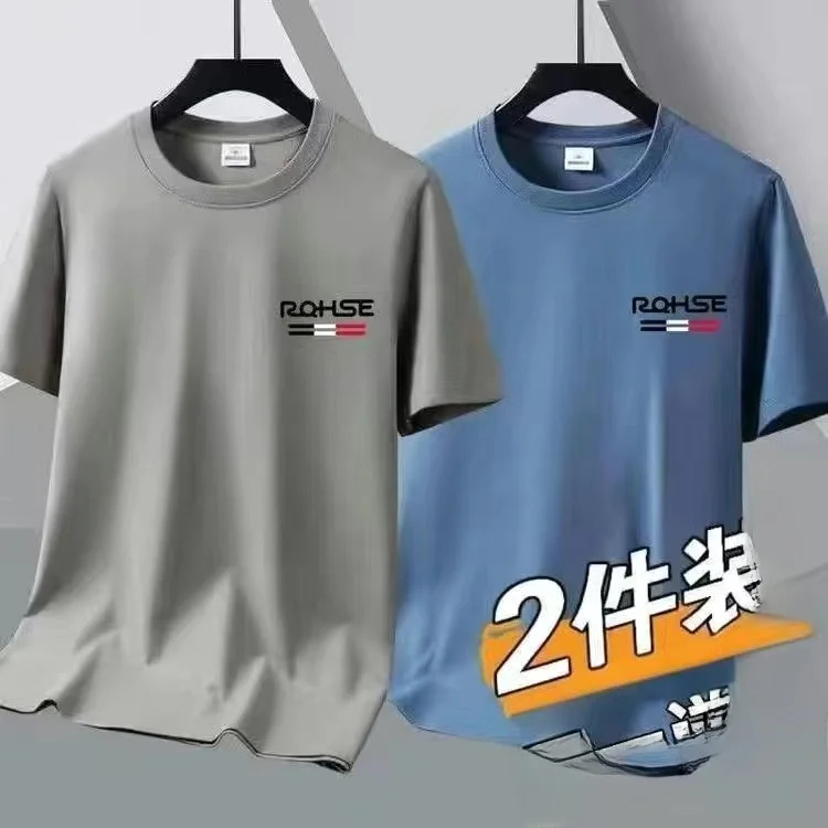 

Mod Ice Silk ort Sve T-irt Men's Slim Fit f Sve Trendy Summer New Sle round Ne Casual Top Quali Fabric