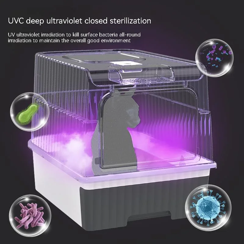 Katzentoilette, übergroß, wiederaufladbar, sterilisierendes Deodorant, vollständig geschlossene Toilette, großes Fassungsvermögen, UV-Sterilisation, Geruchsentfernung, Katze – Detail 4