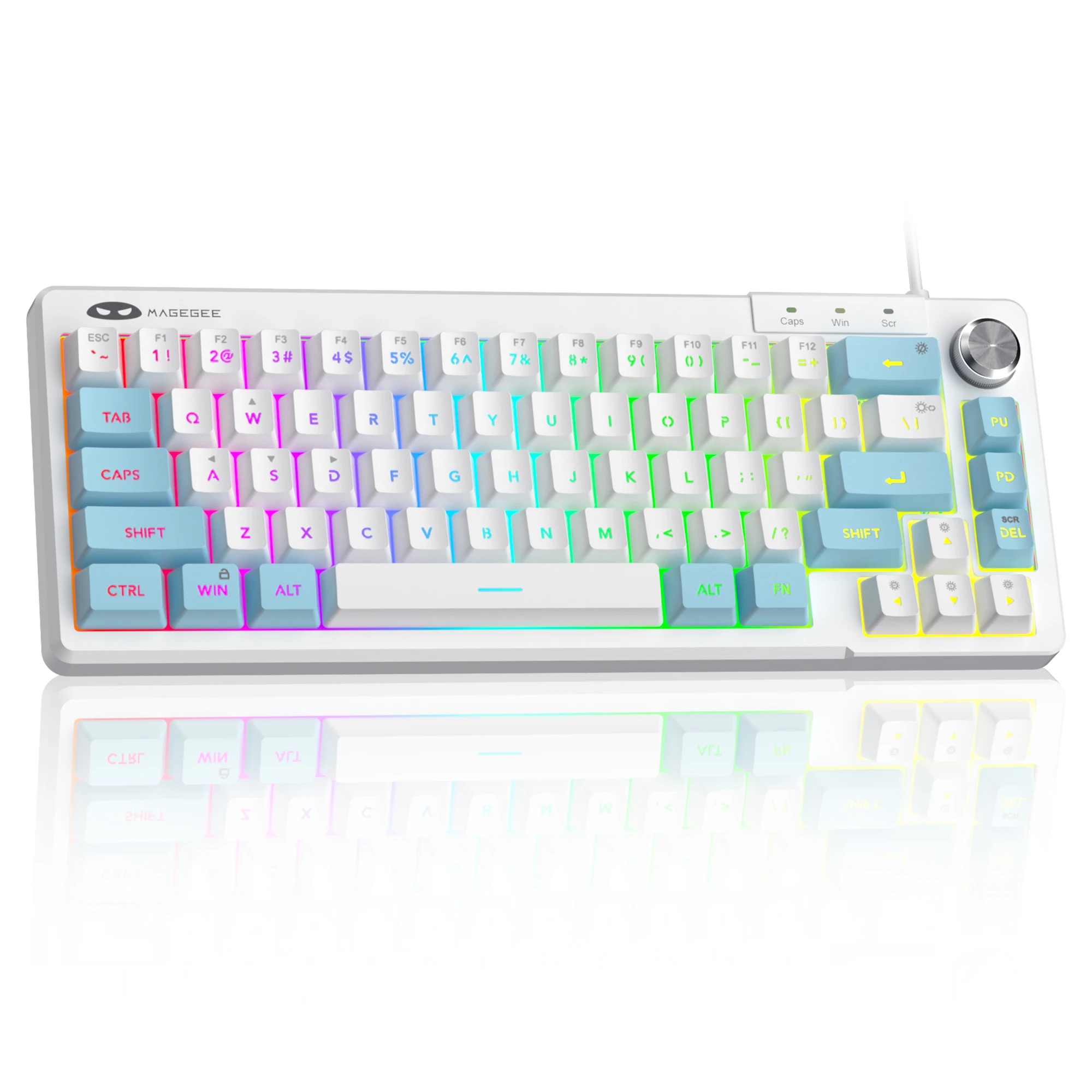 MageGee TS68 Mini 60% membraantoetsenbord, RGB-achtergrondverlichting, 66 toetsen OEM-profiel Ergonomisch ontwerp voor gaming/kantoor