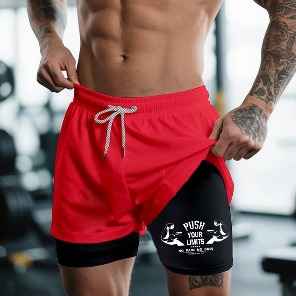 

Мужские спортивные шорты, двухслойные компрессионные 2 в 1, спортивные предметы для тренировок в тренажерном зале, летние быстросохнущие брюки для фитнеса Y2K, спортивная одежда