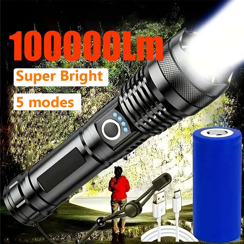 

High Power LED Flashlight Rechargeable Torch Tactical Lantern Ultra Powerful Flashlight With USB Charging Outdoor