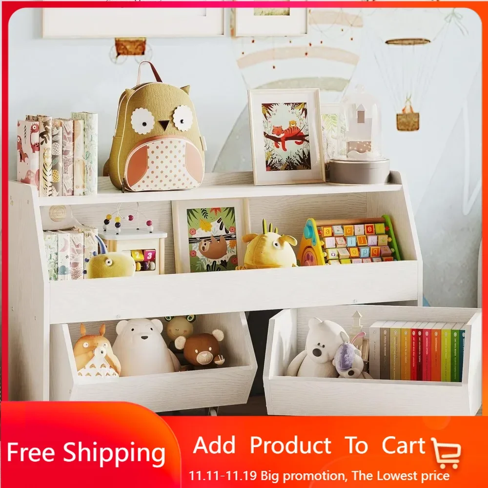 

Toy Storage Organizer for Kids, Toy Storage Cabinet with Drawers,Boys and Girls Toy Shelf with Wheels,Toy Organizer Kids (White)