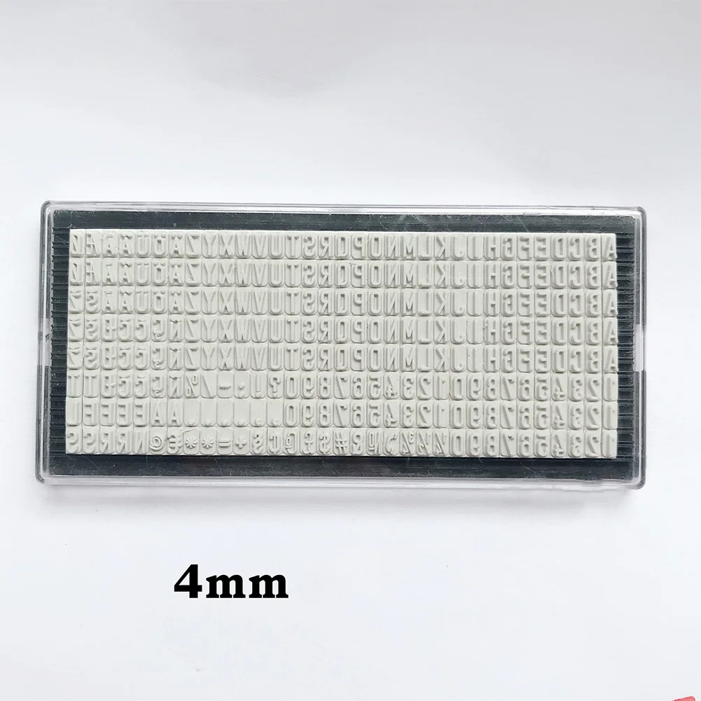 Rubber Type Stamp System with Three Font Sizes 3mm 4mm 6.4mm for DIY Lettering For Digital Printing and Craft Activities