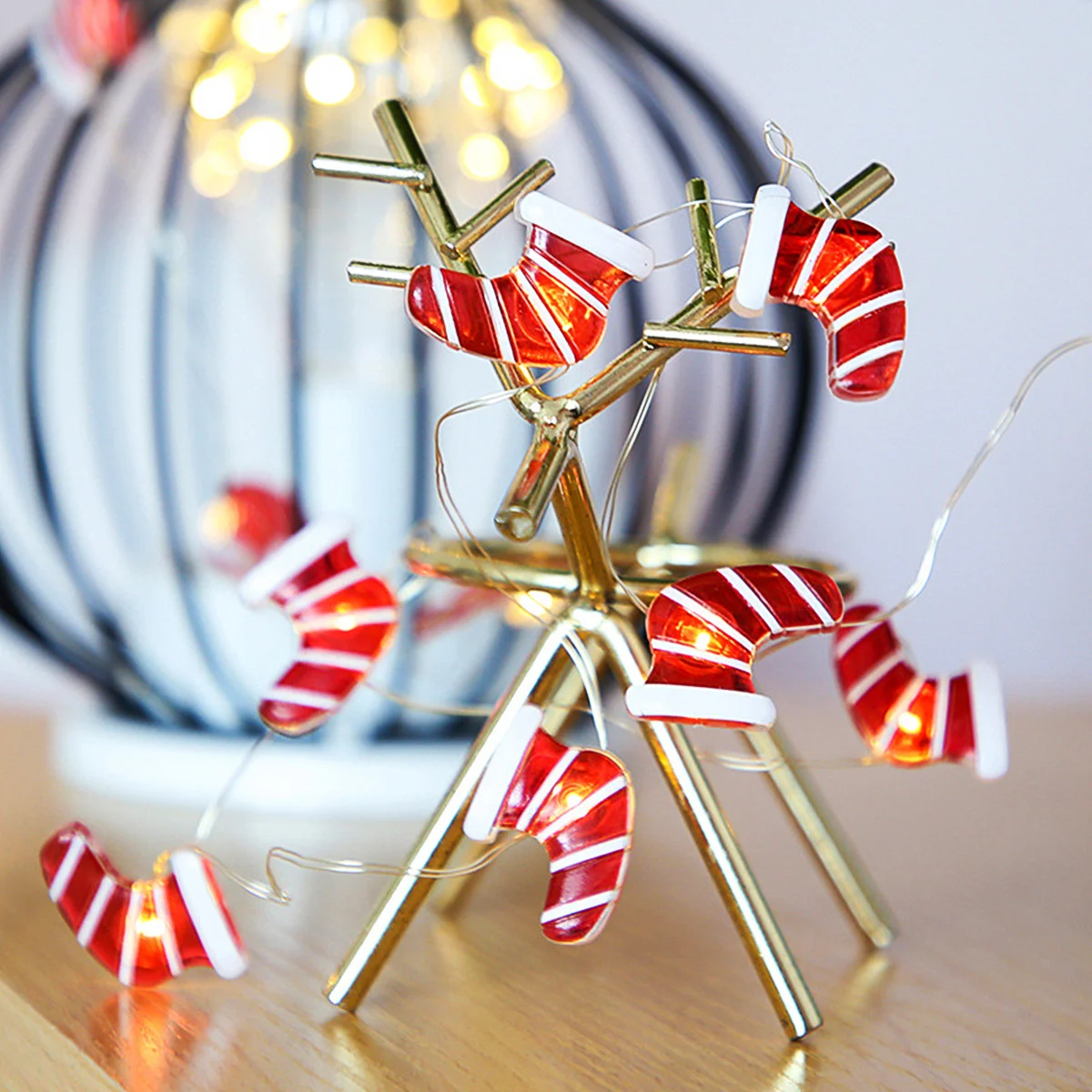 20leds forma de meia luzes de natal fio cobre led decoração para casa festa de jardim ao ar livre ip42 à prova dip42 água decoração do feriado