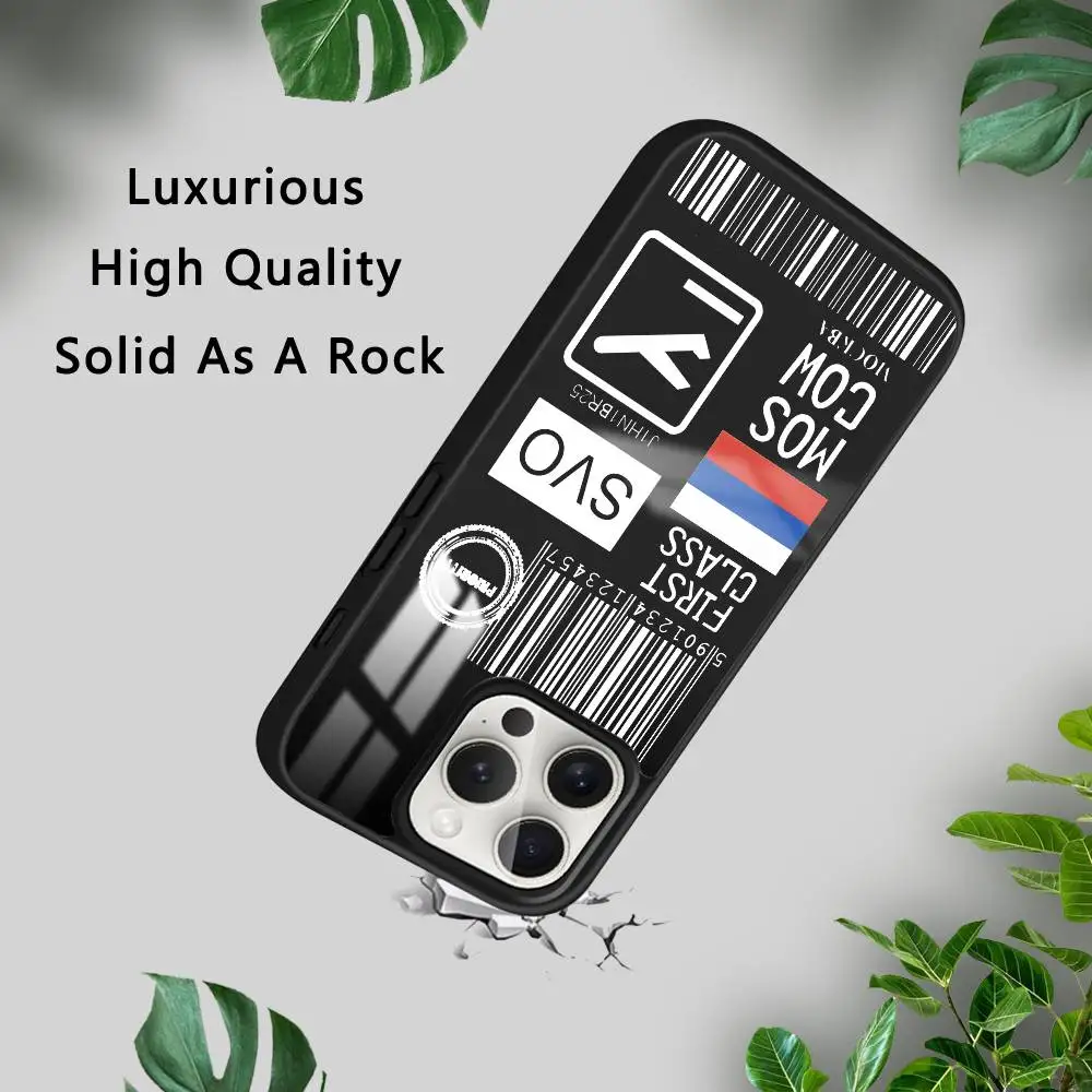 Viagem de avião bilhete rússia caso de telefone para iphone 16 15 14 13 12 11 pro xs max mini plus celulares duro funda
