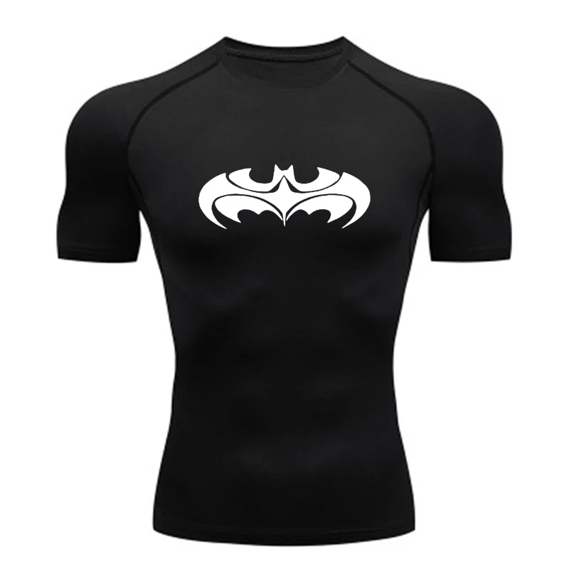 

Bat Graphic Compression Shirts for Men Short Sleeve Rash Guard Gym Workout Running Tshirt Summer Athletic Quick Dry Tees Top saa