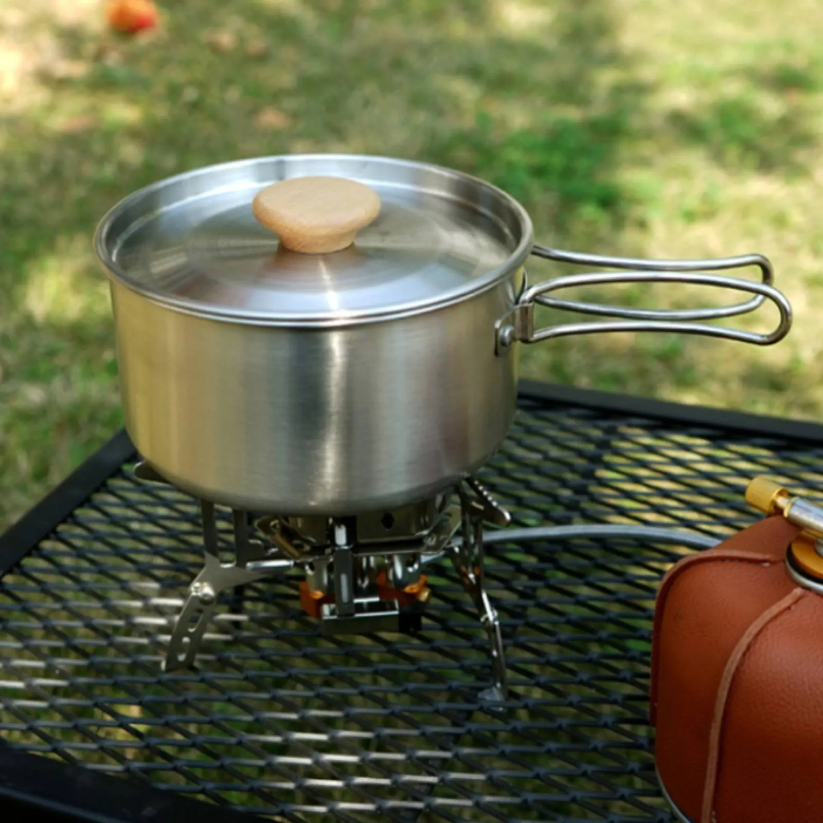 

Stainless Steel Camping Cookware Set Space-Saving Portable Backpacking Cook Set Stainless Steel Mess Kit Multi-Functional