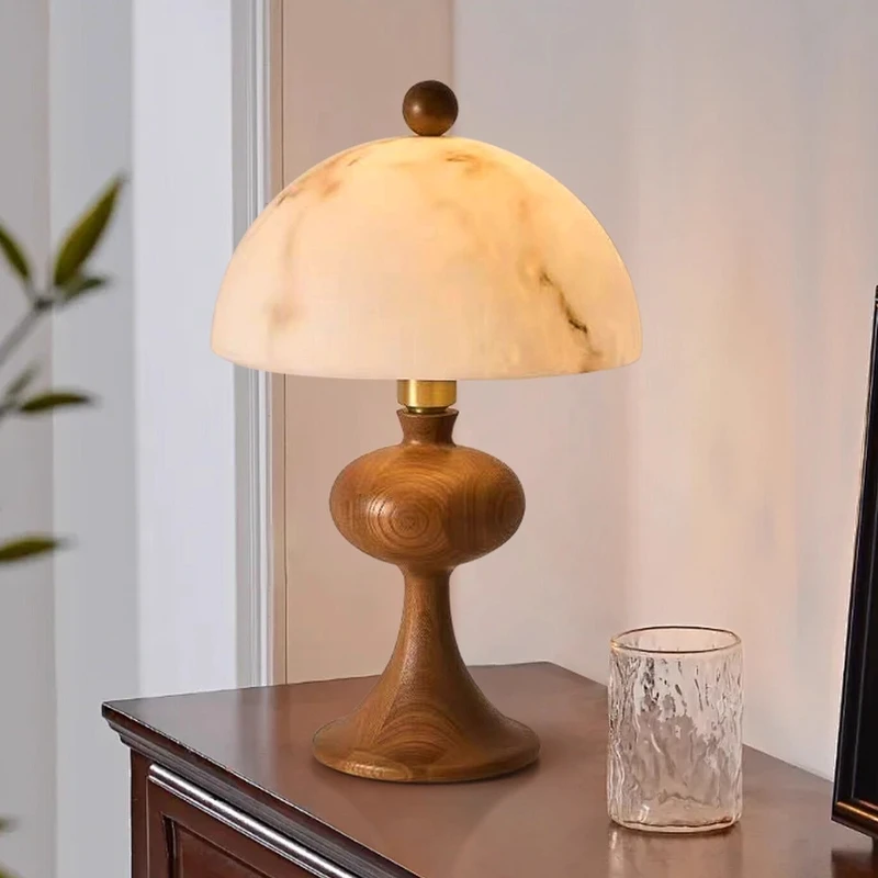 

Американские деревянные ретро настольные лампы, средневековые ваби-саби для гостиной, спальни, прикроватный кабинет, имитация мрамора, атмосфера, настольные светильники