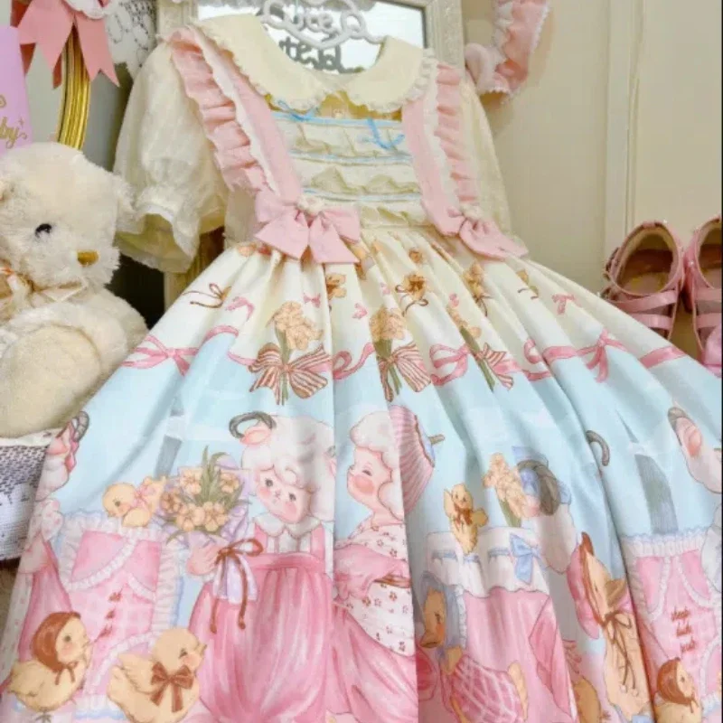 Lolita Summer Original Innovative Doll Collar Cute Lolita Sweet Puff Sleeve Short Sleeve Shirt Versatile Women