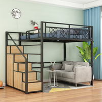 Multifunctional space-saving elevated bed small apartment loft pavilion simple modern bed empty wrought iron bed