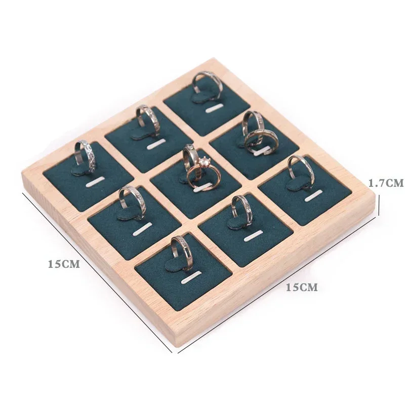 9 Grids Wood Jewelry Ring Display Stand Holder Showcase Rings Organizer Dispaly Tray Jewlery Display