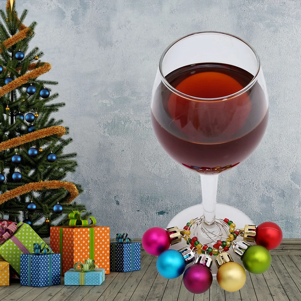 

6Pcs Wine Glass Rings Christmas Decoration Reusable Drink Identifiers Exquisite Details for Birthday Anniversary Housewarming