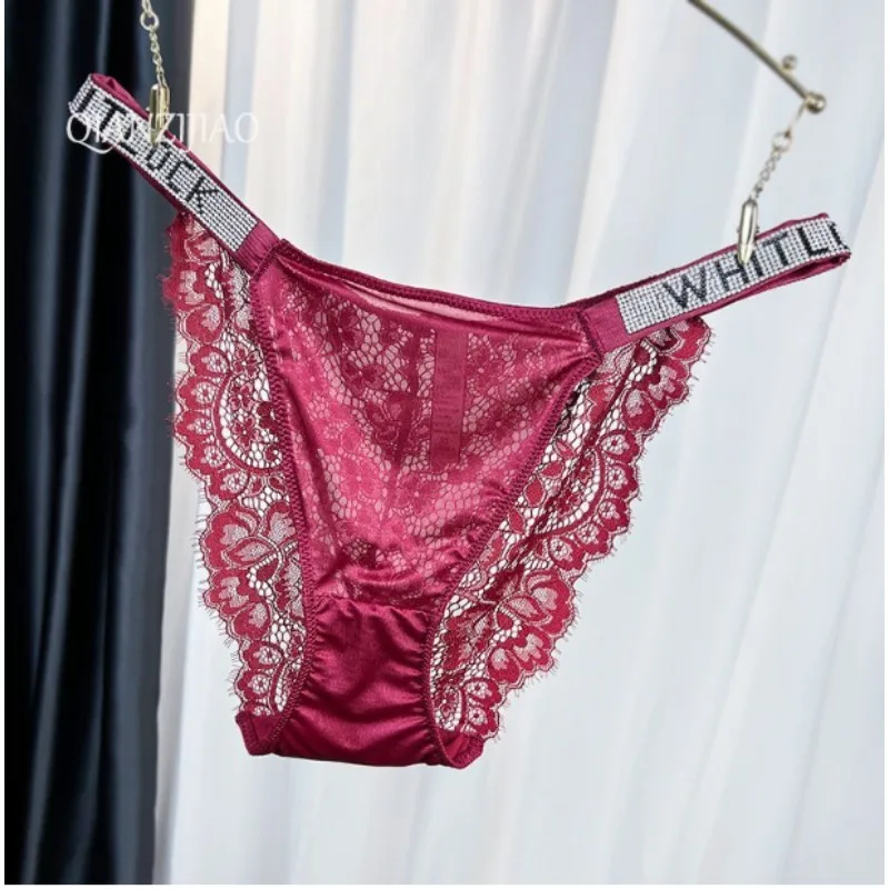 Europe Sexy Diamond Decorative Women's Underwear Light, Soft and Delicate High Elastic Low Waist Large Size Women Briefs Female