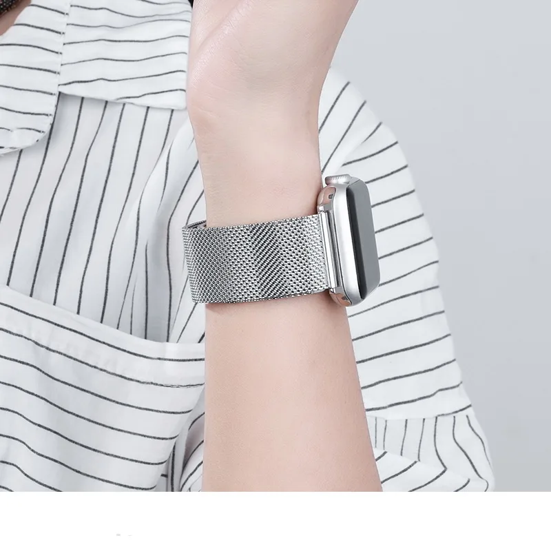 Metal strap For Apple watch Ultra 49mm 10 46mm 42mm 9 8 7 45mm 41mm Milanese butterfly buckle band For iWatch 6 5 4 SE 44mm 40mm