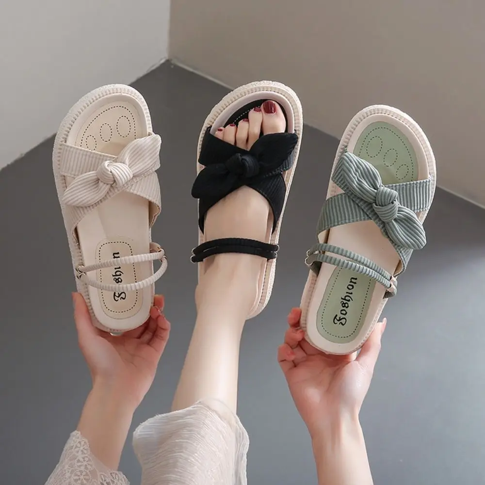 

Повседневные сандалии 2 в 1, летние элегантные тапочки с бантом, женская обувь, пляжные тапочки с открытым носком, уличные тапочки