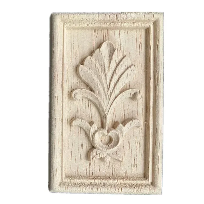 8cm Decoration Accessories Solid Wood Applique Carved Mouldings Woodcarving Furniture Vintage Home Horn Flower NEW Carving