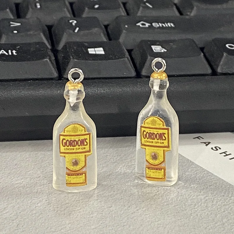 50pcs Cute Mini Drink Bottle Resin Charms Bulk Wholesale Miniature Beverage Bottle Pendant For Necklace Eardrop Diy Jewelry Make