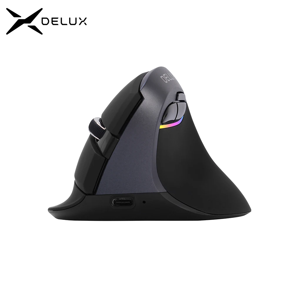 Delux M618 Mini BT 4.0+2.4GHz Tri-Mode Wireless Mouse Ergonomic Rechargeable Silent Click Vertical Mice For Computer