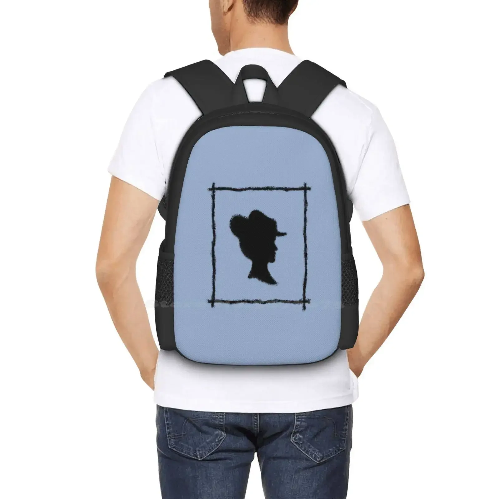 مؤطرة سيدة في شامبراي الأزرق رائجة البيع حقيبة مدرسية على ظهره حقائب الموضة صورة ظلية سيدة سوداء شامبراي الأزرق مؤطرة الإناث #6