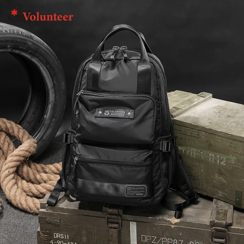 VOLUNTEER Men's Travel Business Backpack Casual Oxford Cloth Computer Backpack for Men Lightweight Large Capacity Schoolbag Male