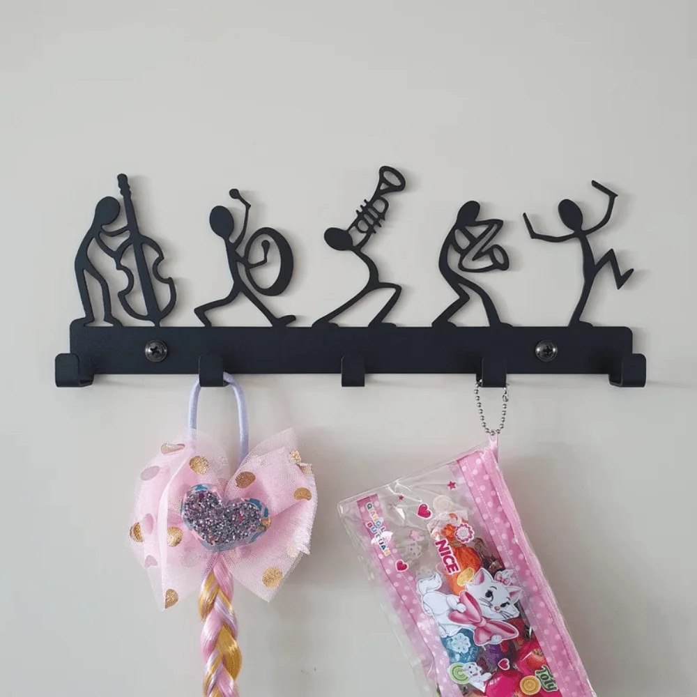 Vintage Black Metal Key Holder Cute Room Decor Wall Hanger For Hanging Coats Hats Towels Keys Wall Hook Coat Rack Holders Hooks