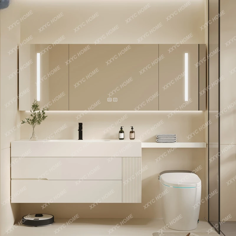 Bathroom Table Seamless Ceramic Basin Stone Plate Integrated Wash Basin Bathroom Cabinet Combination